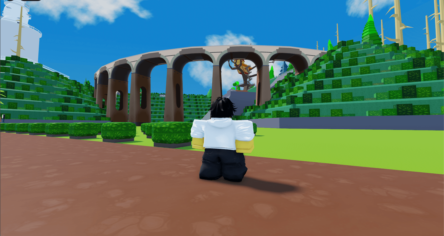 Discover Ceylon in-game screenshot – archway and terraced hills